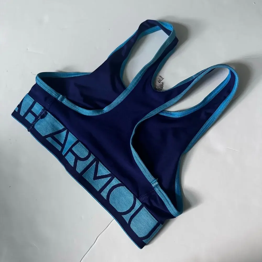 Under Armour Girls' Blue Logo Elastic Sports Bra - S